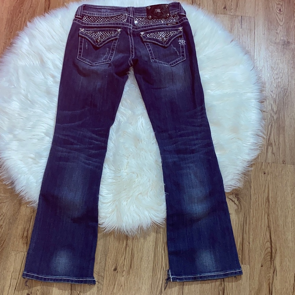 Miss Me 28 Bootcut Diamond studded Distressed Dark Wash Women’s Jeans